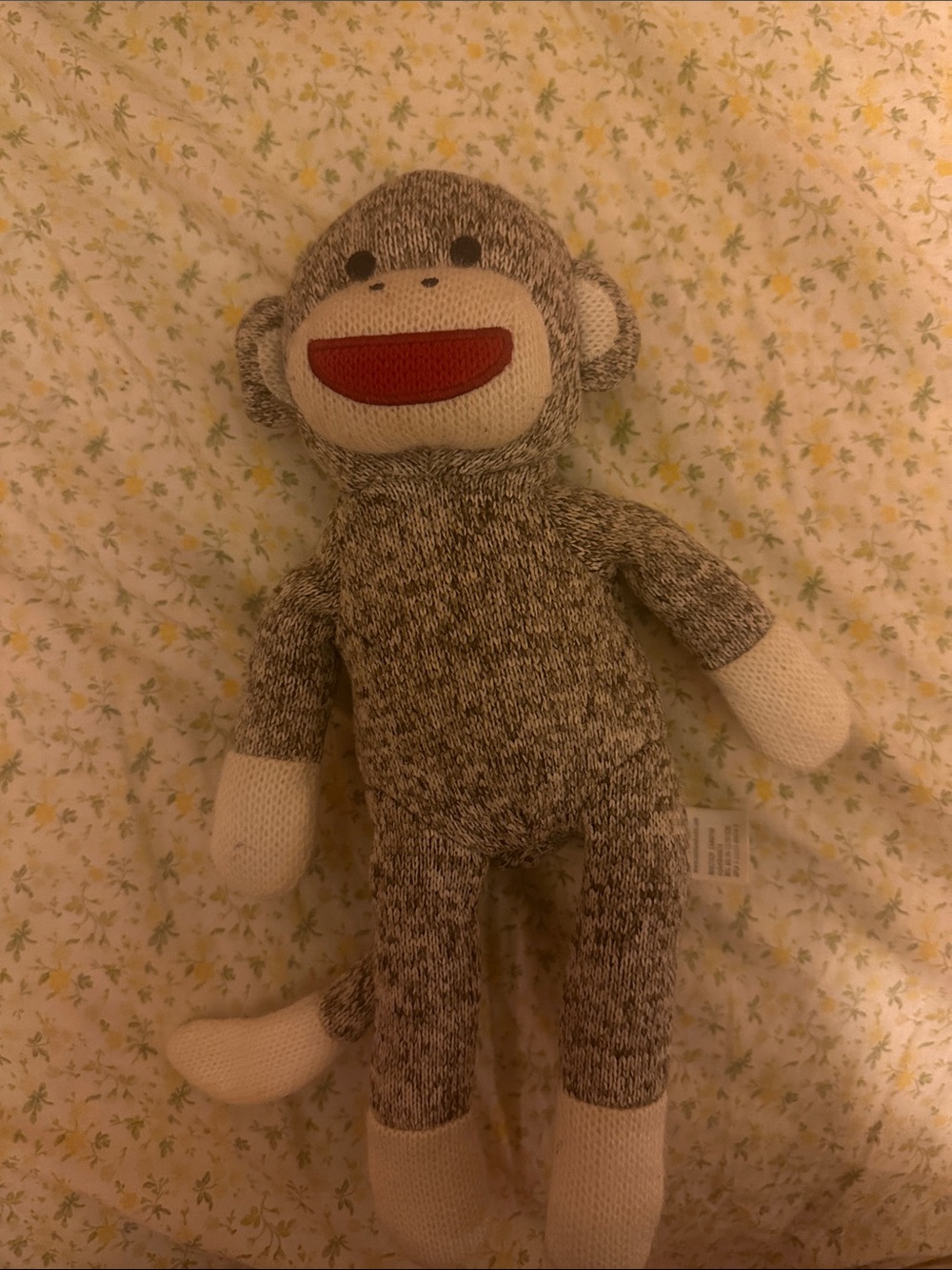 Gray Knit Sock Monkey raffle plush for babies